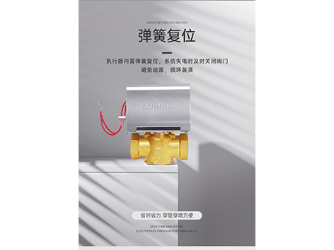 電動(dòng)二通閥的另一大特點(diǎn)是其內(nèi)置彈簧復(fù)位功能，這意味著在系統(tǒng)失電時(shí)，閥門能自動(dòng)關(guān)閉
